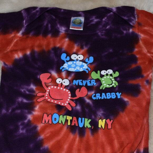 Baby Bodysuit Tee Montauk Shirt Size 12 Months Unisex Tie Dye Short Sleeve - Picture 2 of 5